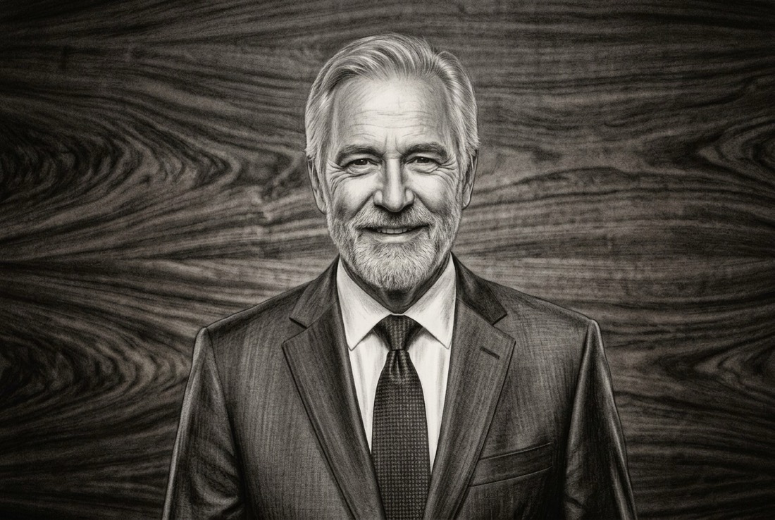 AI-styled version of the same event portrait: Fine Art — Charcoal