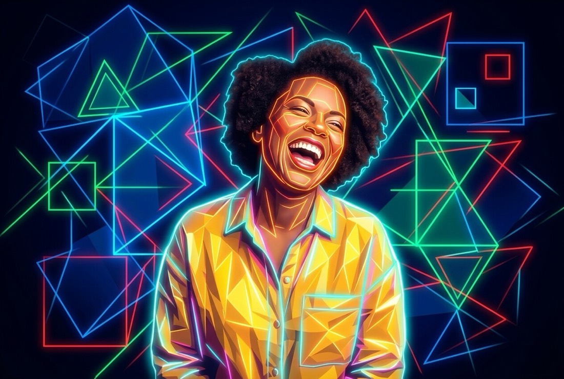 AI-styled version of the same event portrait: Abstract — Neon Geometry